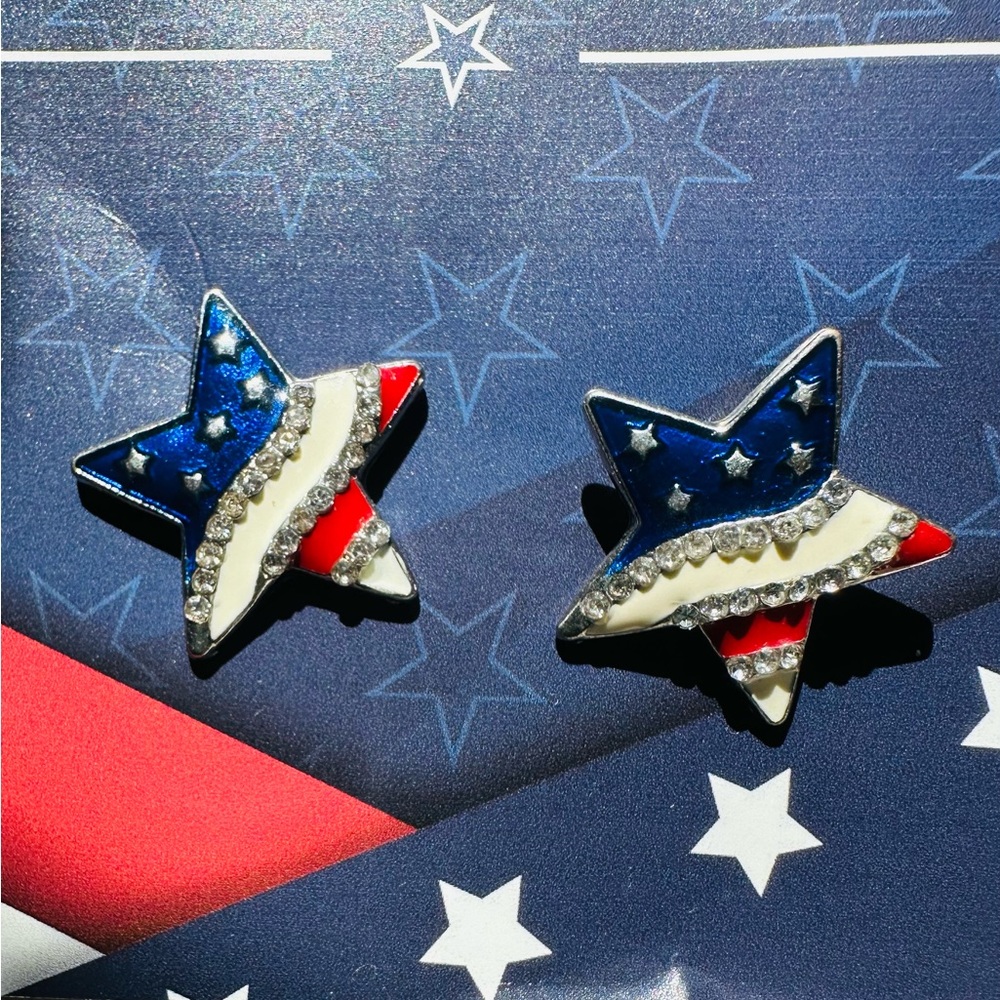 📦 REDUCED! Star-Shaped Patriotic Earrings